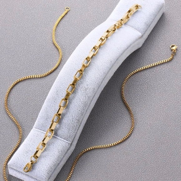 Men Stainless Steel Bracelet & Necklace Set - Picture 2 of 4